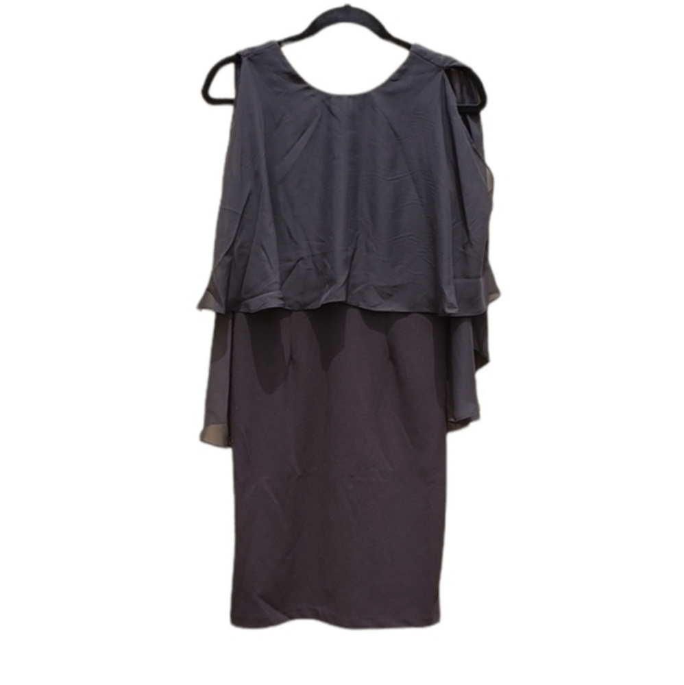 Spenser Jeremy Black Sheath Cocktail Wedding Dress Sheer Sleeves Size 6 NWT
